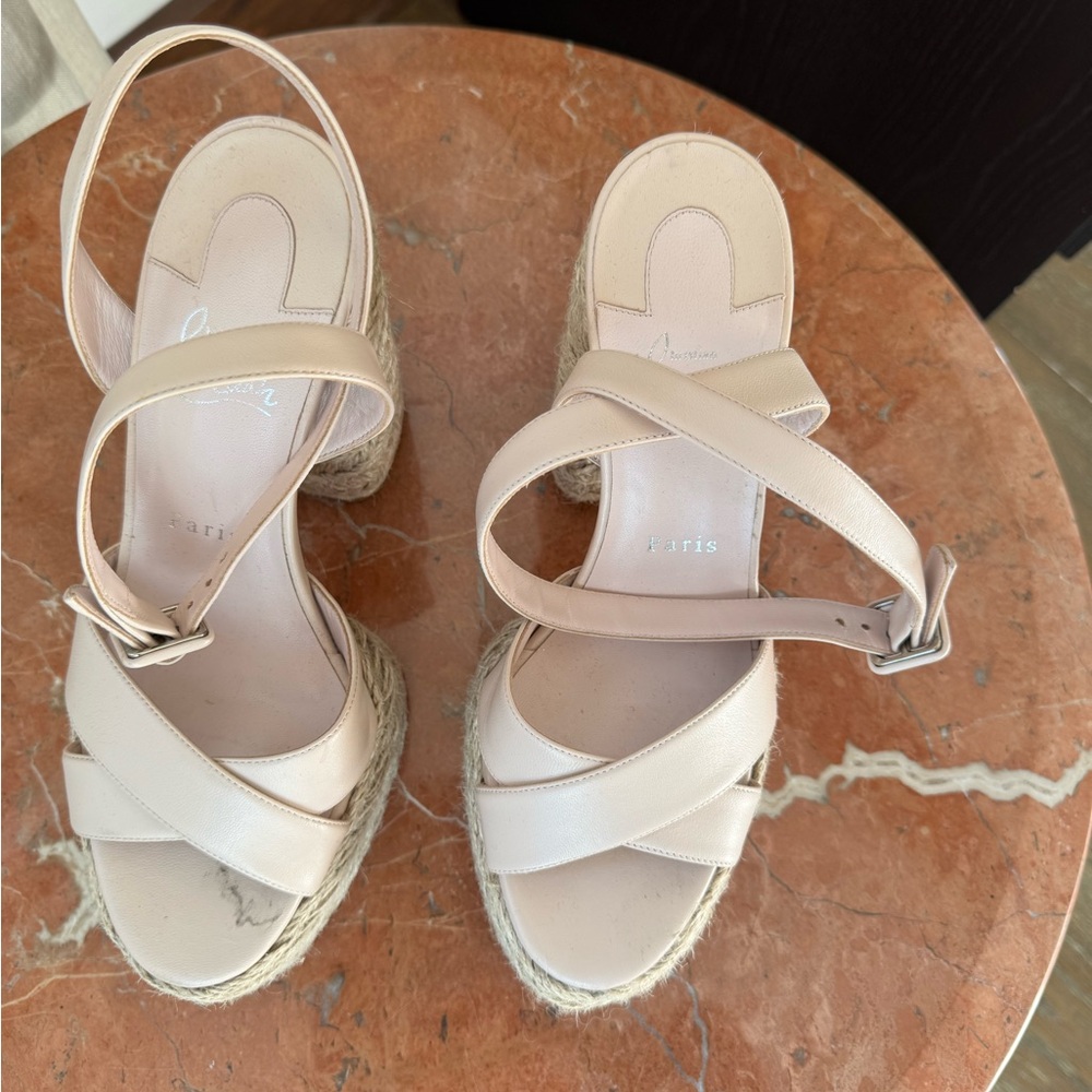 Christian Louboutin Beige Espadrille Sandals